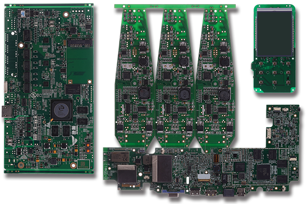 These are a set of green solder mask PCB finished boards